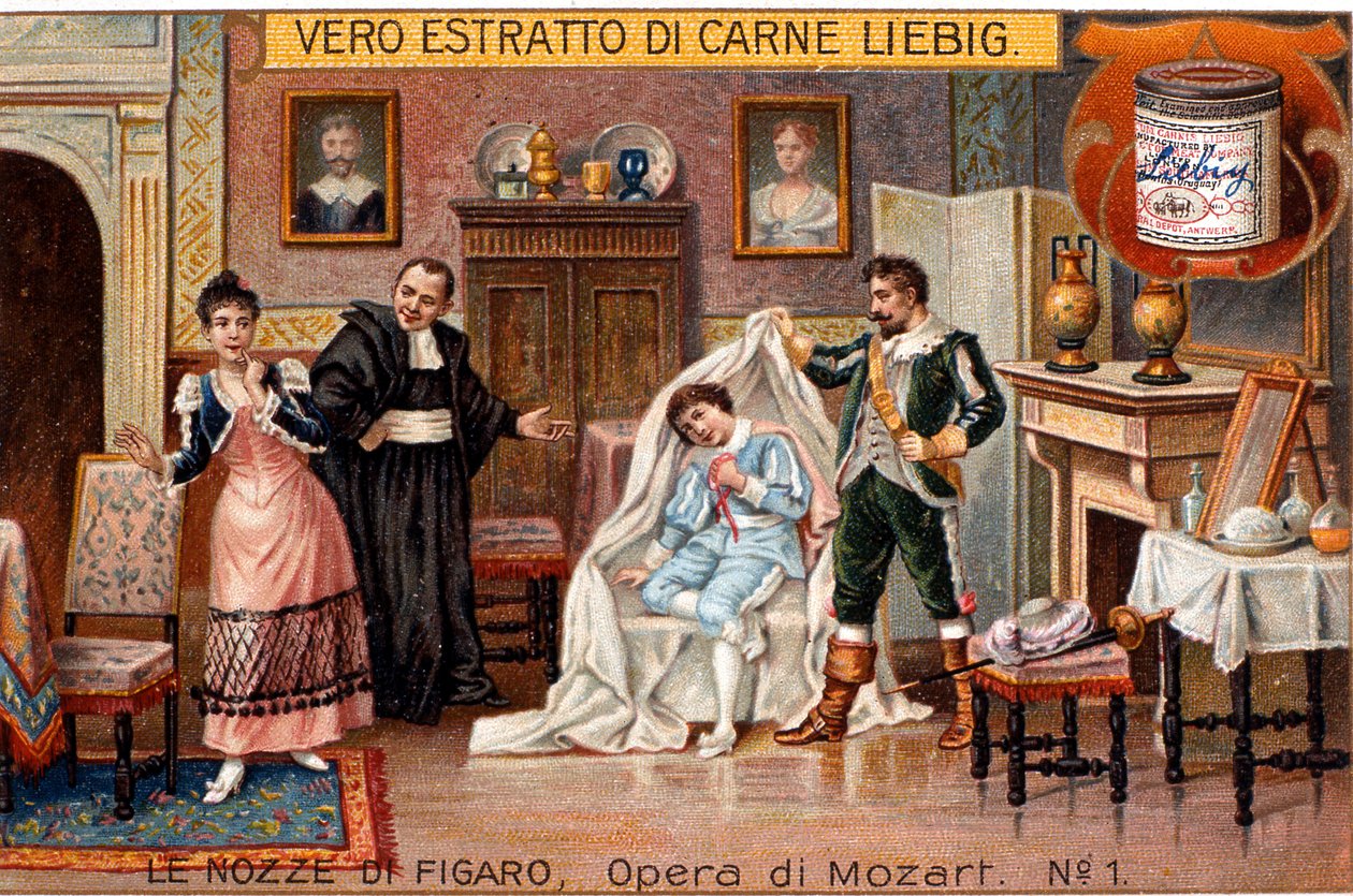 Die Enthüllung von Cherubino, Szene aus "Die Hochzeit des Figaro" von Wolfgang Amadeus Mozart von Italian School