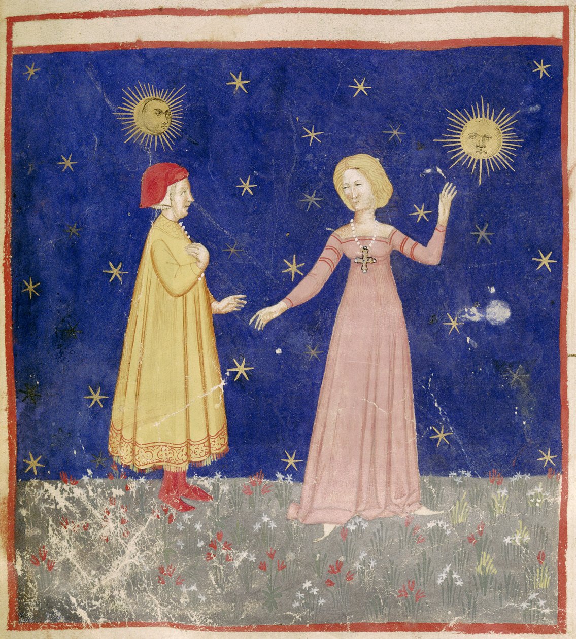 Das Treffen von Dante (1265-1321) und Beatrice von Italian School