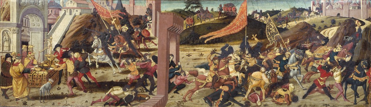 Der Morelli Cassone zeigt die von Marcus Furius Camillus besiegten Gallier von Italian School