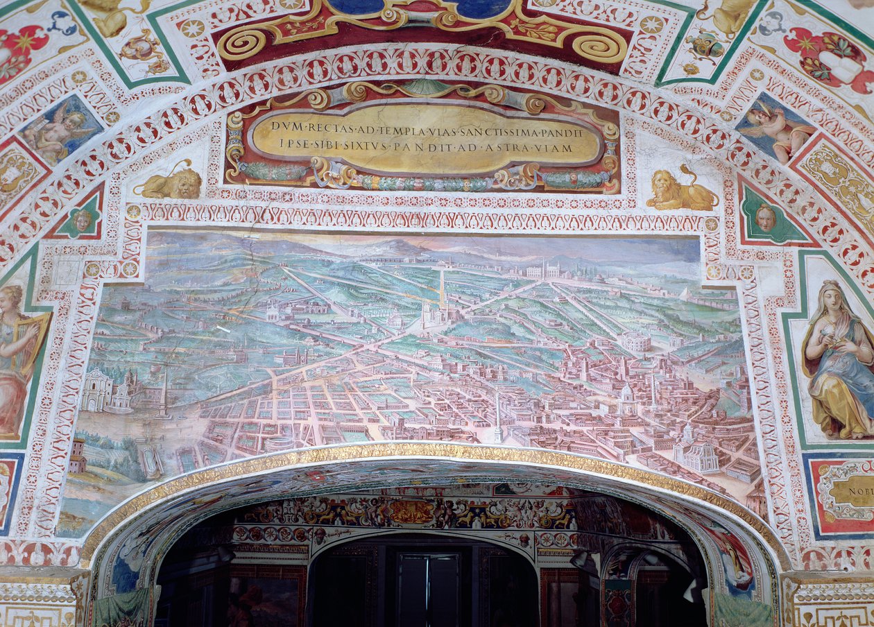 Die Straßen von Rom, während der Herrschaft von Papst Sixtus V. von Italian School