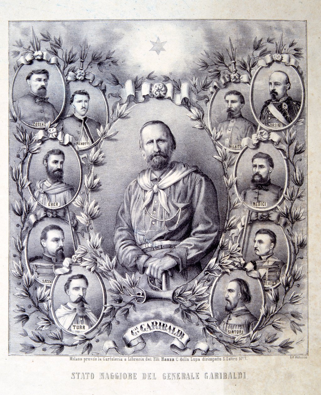 Der Stab von General Garibaldi, Illustration aus Die Geschichte Italiens von Italian School