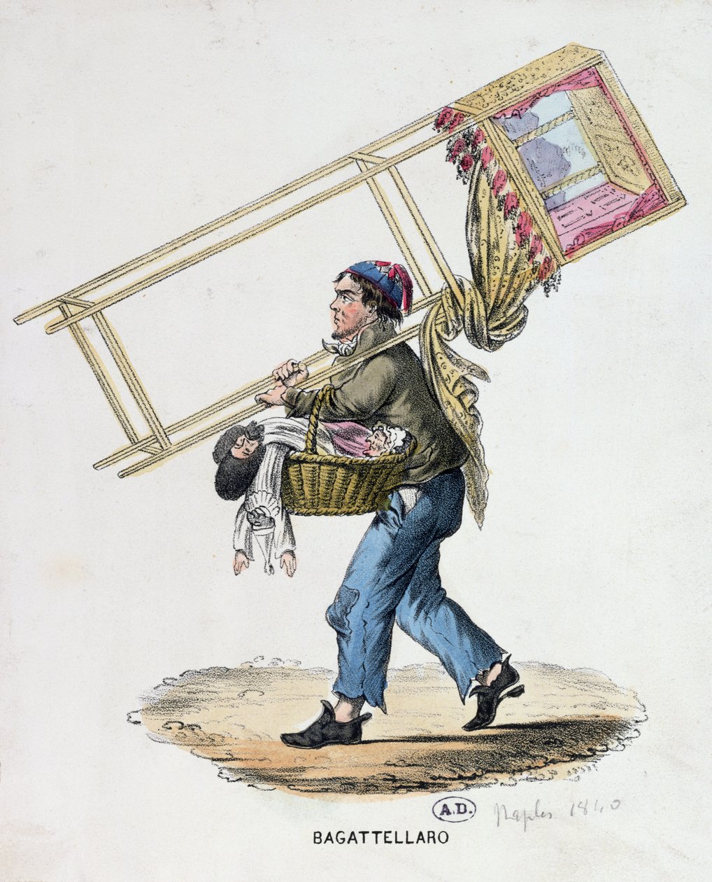 Der wandernde Puppenspieler, ca. 1840 von Italian School