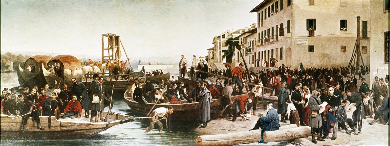 Die Landung der Jäger der Alpen in Sesto Calende im Jahr 1848 von Italian School