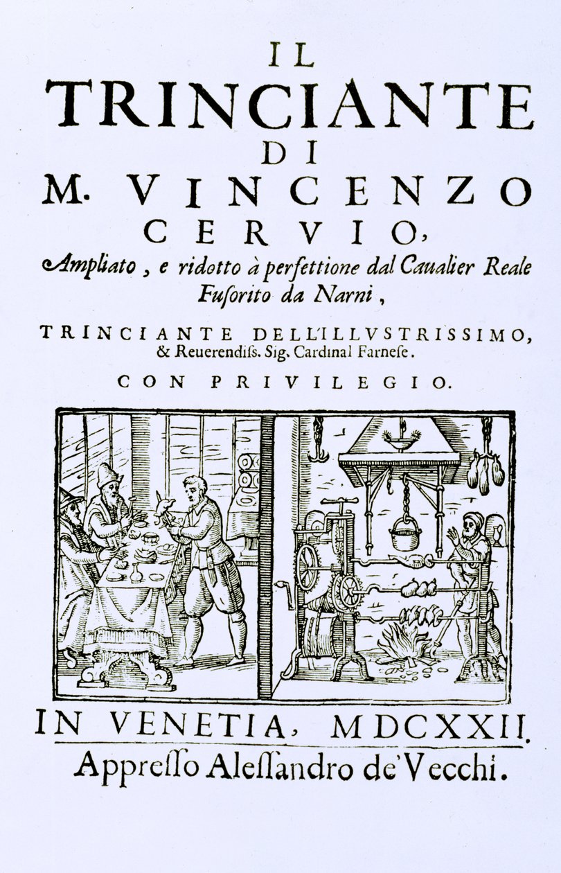 Titelseite eines italienischen Kochbuchs, veröffentlicht in Venedig, 1622 von Italian School