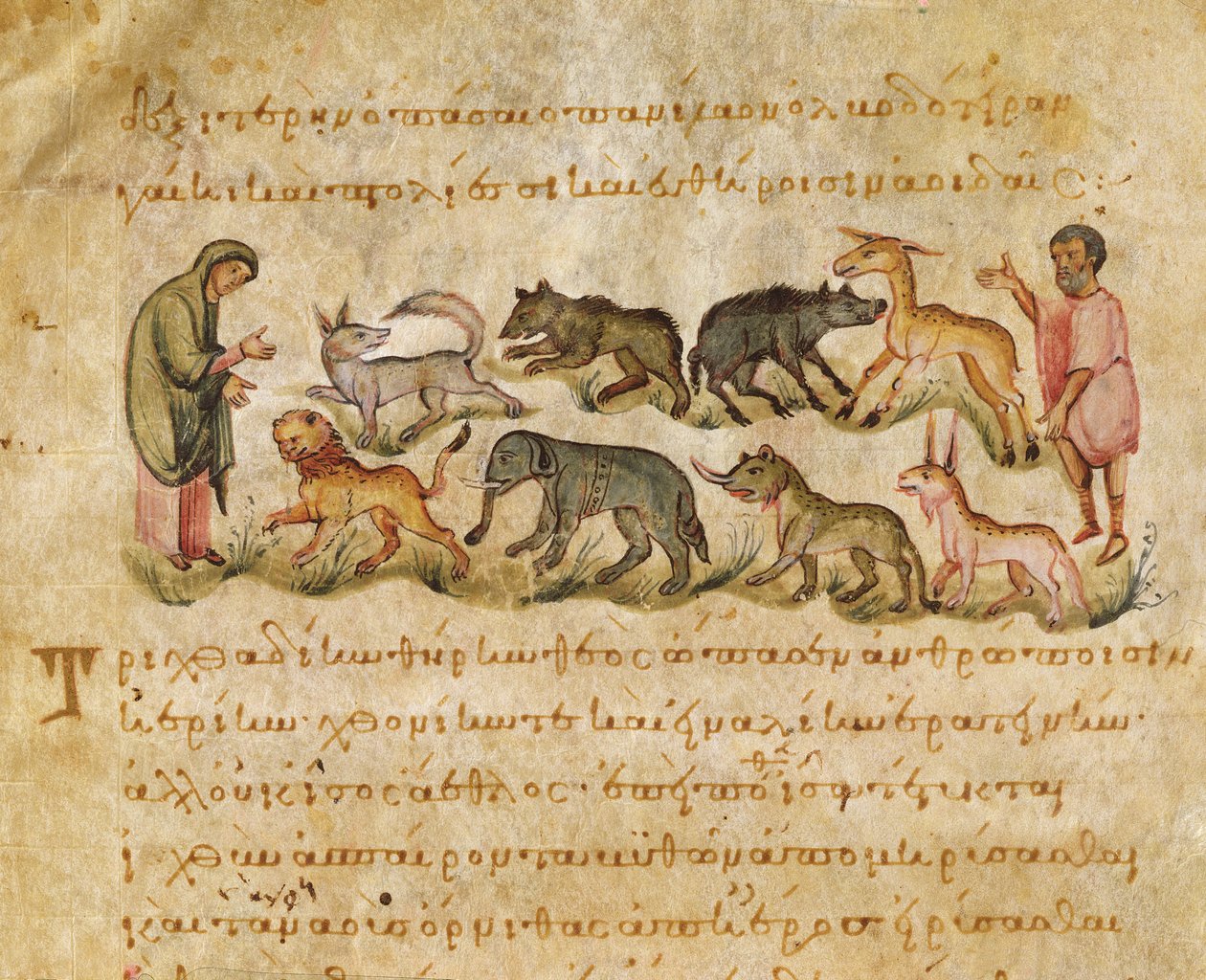 Abhandlung über die vielen Tierarten, die die Erde bewohnen, Illustration aus der Cynegetica von Oppian von Italian School