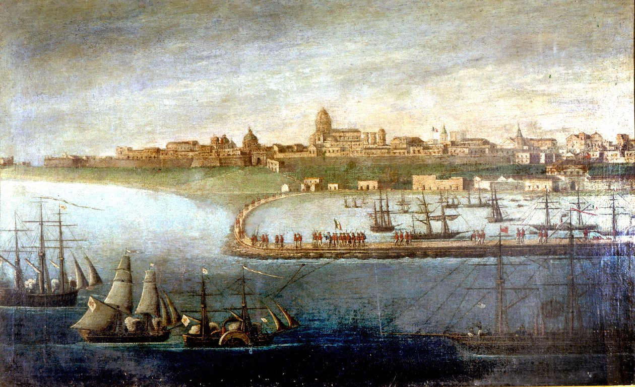 Einheit Italiens: Expedition der Tausend oder Rothemden unter der Führung von Giuseppe Garibaldi (1807-1882). Die Landung in Marsala, Sizilien. Anonymes Gemälde. Mailand, Museo del Risorgimento. von Italian School