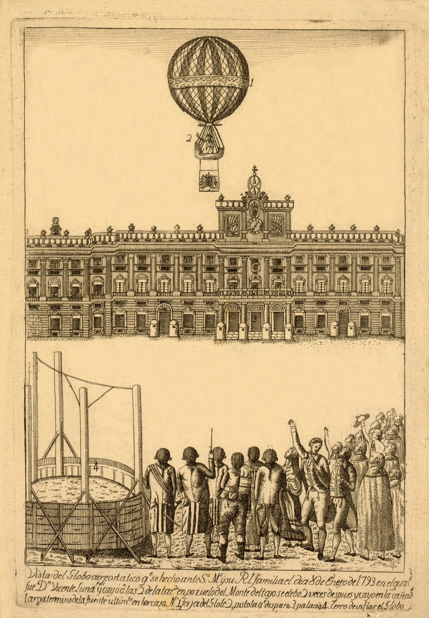 Vista del globo aerostático que se hizo ante, veröffentlicht 1793 von Italian School