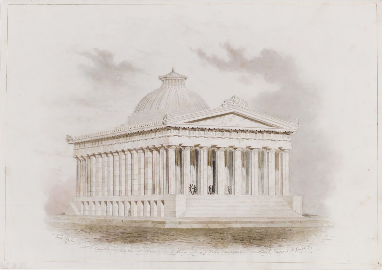 U.S. Zollhaus, New York Perspektive, 1834 von Ithiel Town