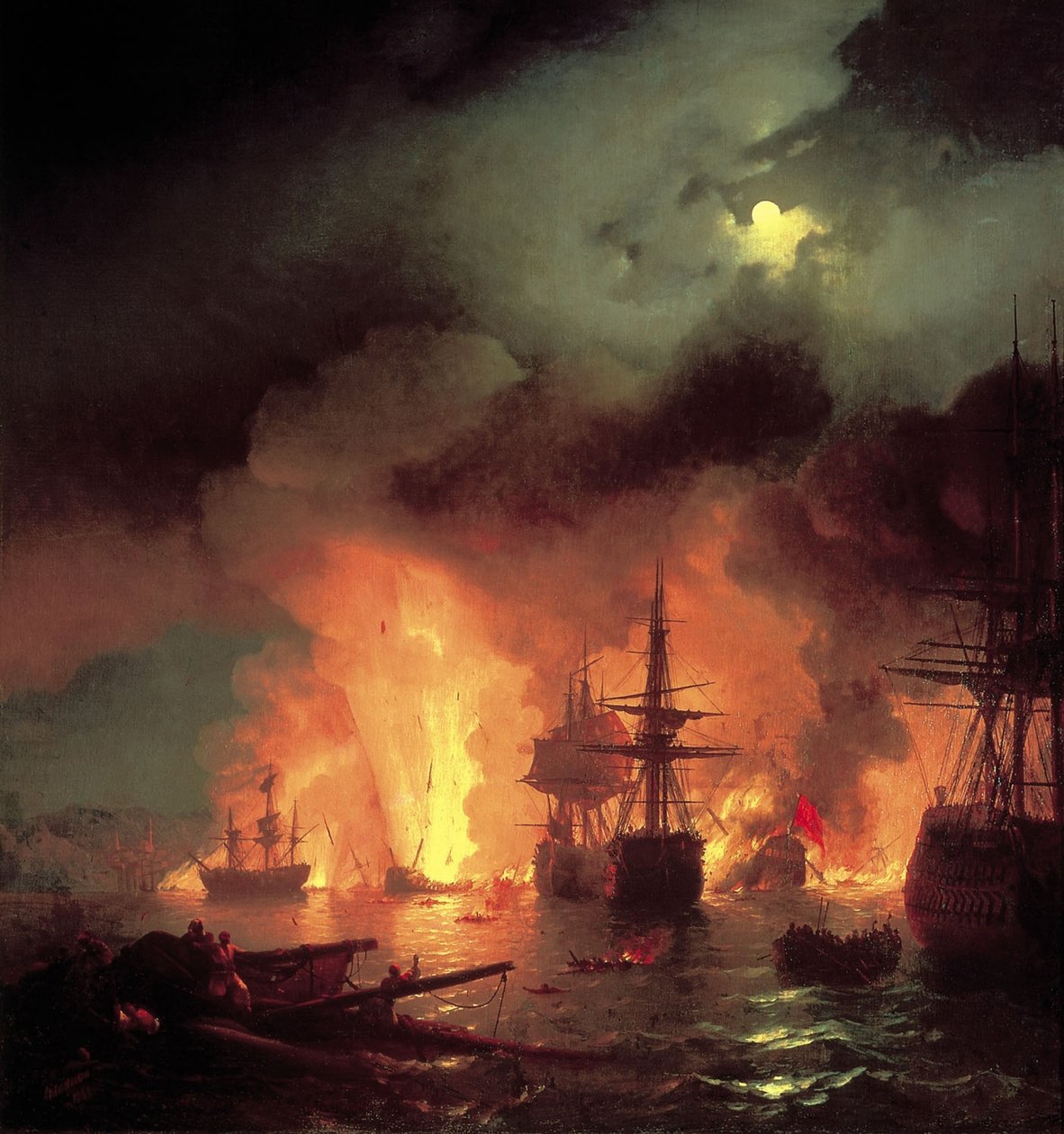 Schlacht von Çesme bei Nacht von Ivan Aivazovsky