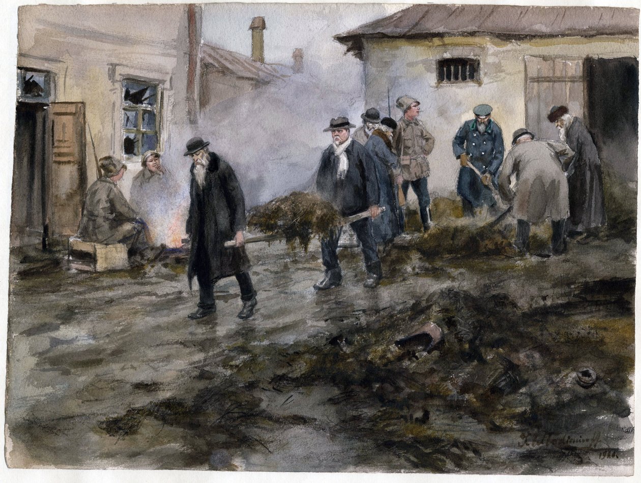 Bourgeoisie reinigt den Stall (aus der Aquarellserie Russische Revolution) - Vladimirov, Ivan Alexeyevich (1869-1947) - 1920 von Ivan Alexeyevich Vladimirov