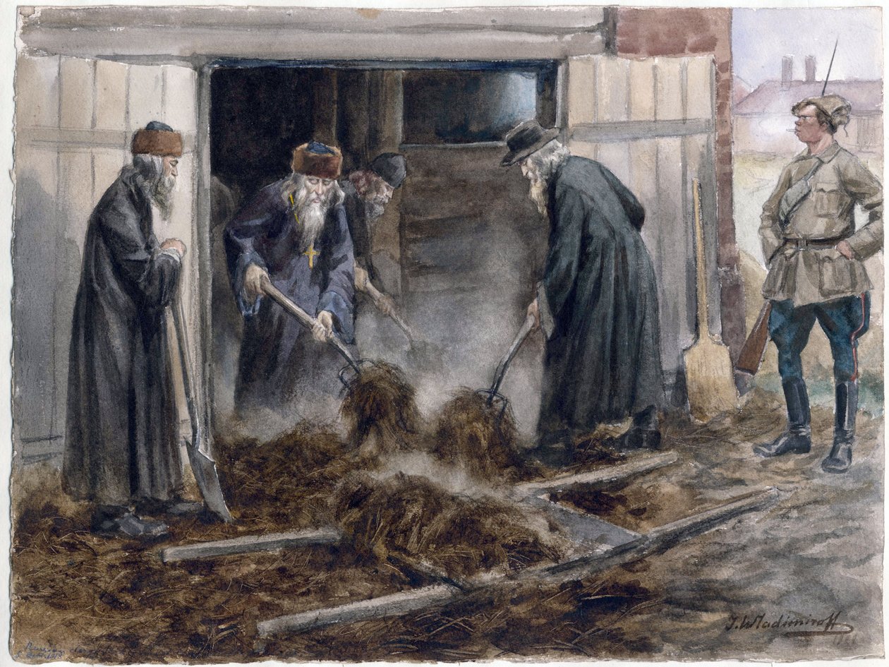 Der russische Klerus schaufelt Heu: September 1918 von Ivan Alexeyevich Vladimirov