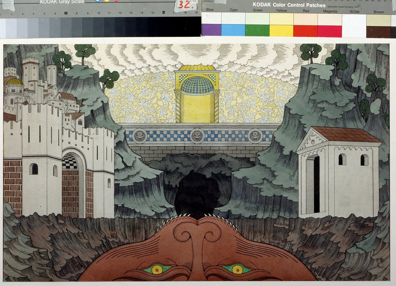 Vorbereitende Zeichnung für das Stück "Das Wunder von Theophilus" von Rutebeuf von Ivan Yakovlevich Bilibin