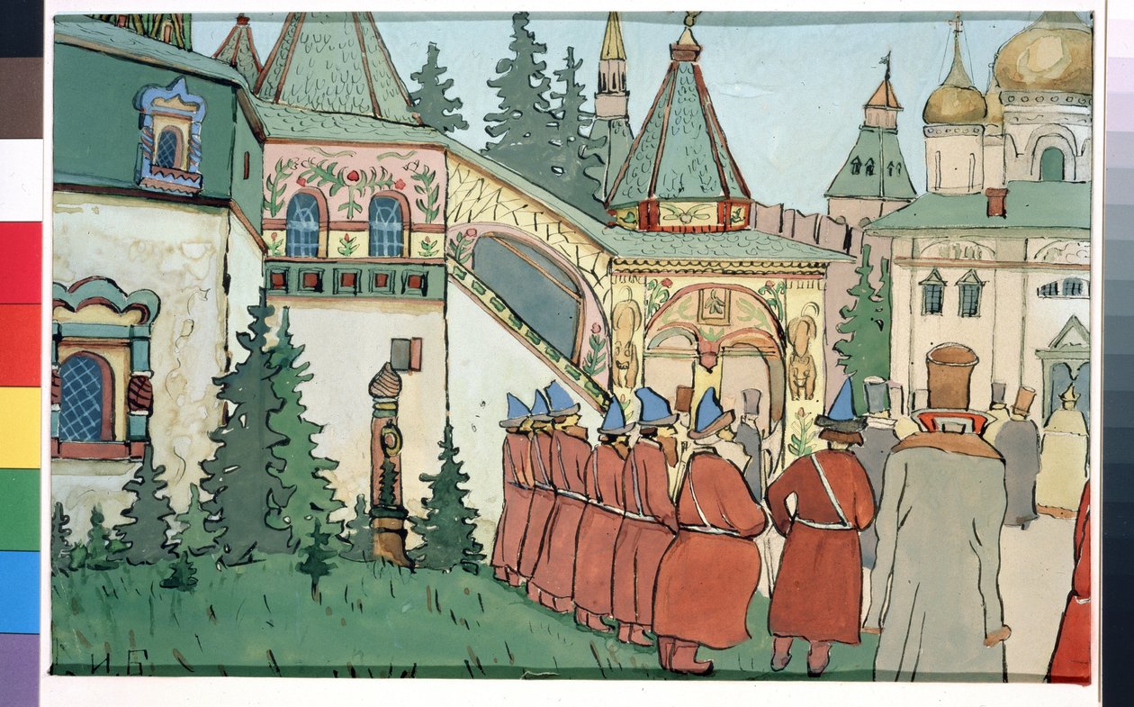 Bühnenbildentwurf für das Theaterstück Finist der Falke von Ivan Yakovlevich Bilibin