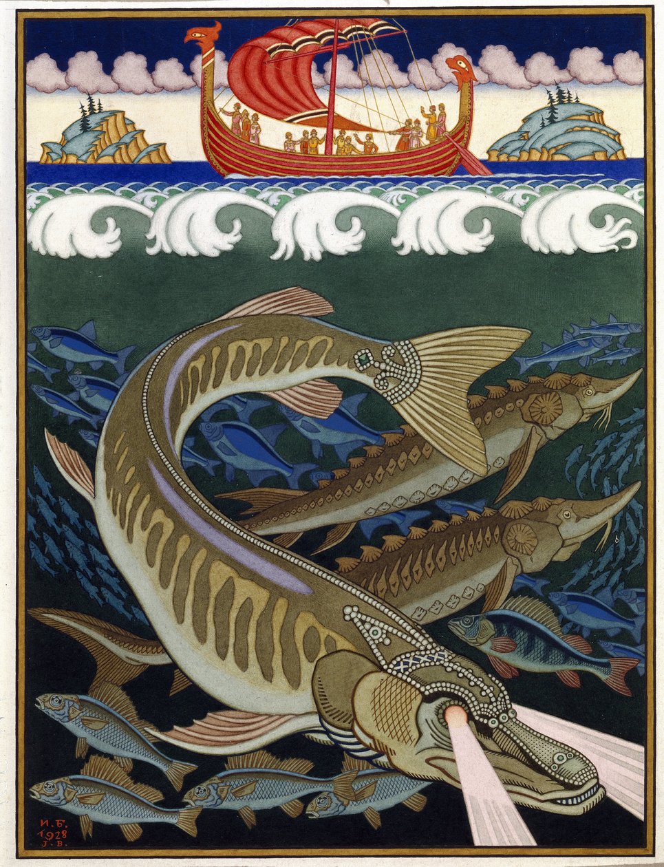 Das Reich des Meeres. Traditionelles russisches Märchen von Ivan Yakovlevich Bilibin