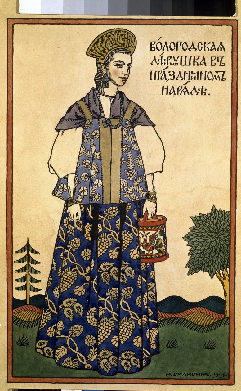 Eine Jungfrau aus Wologda im Festkleid von Ivan Yakovlevich Bilibin