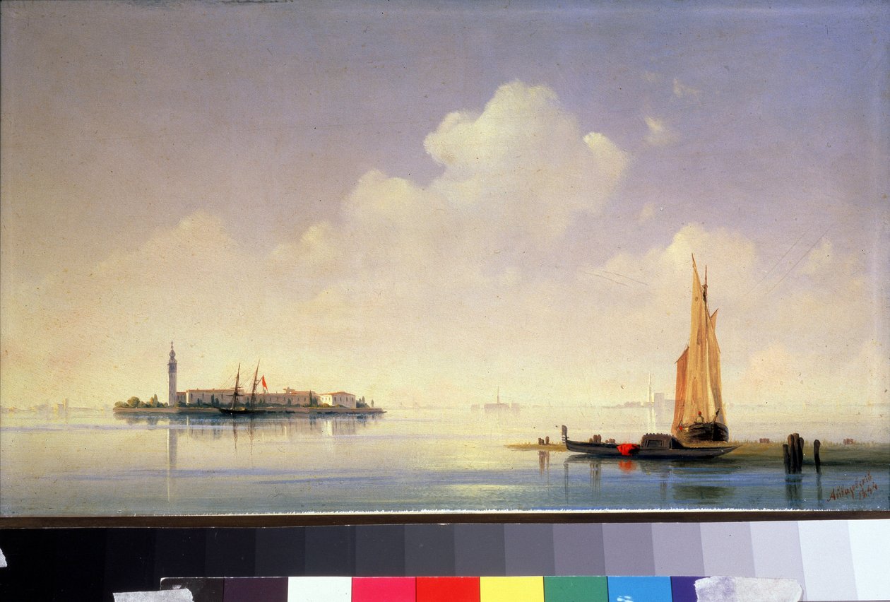 Die venezianische Lagune, Blick auf San Giorgio Maggiore. Gemälde von Ivan Aivazovsky von Ivan Konstantinovich Aivazovsky