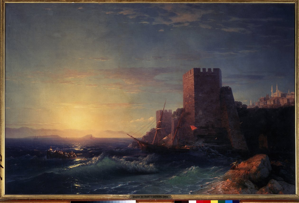 Türme auf den Felsen nahe dem Bosporus (Ansicht der Festung Rumeli Hisari in Istanbul) von Ivan Konstantinovich Aivazovsky
