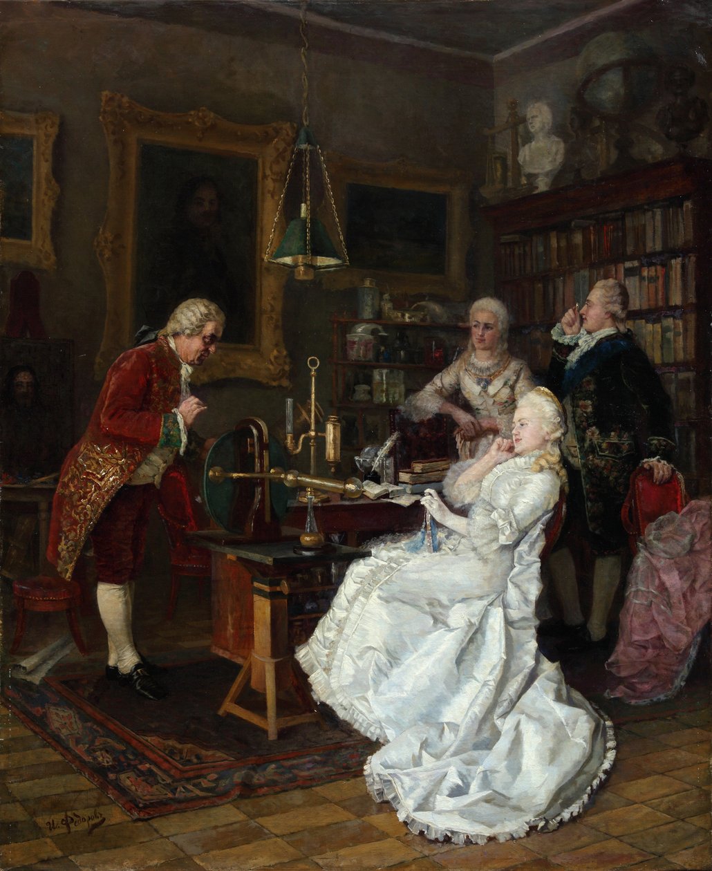 Kaiserin Katharina II. besucht den Gelehrten Mikhail Lomonosov, 1884 von Ivan Kuzmich Fyodorov