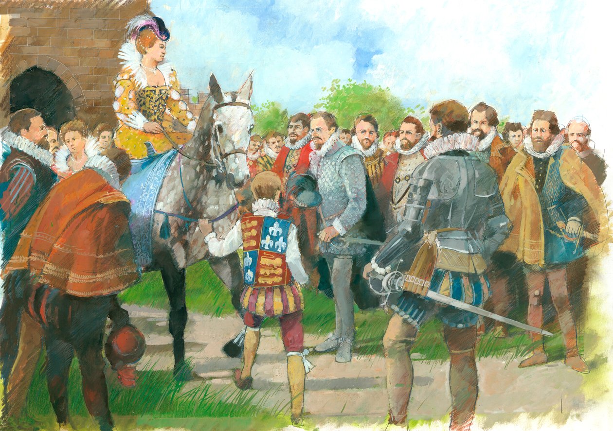 Elizabeth I. wird auf Schloss Kenilworth begrüßt, 1570er, ca. 1990-2010 von Ivan Lapper