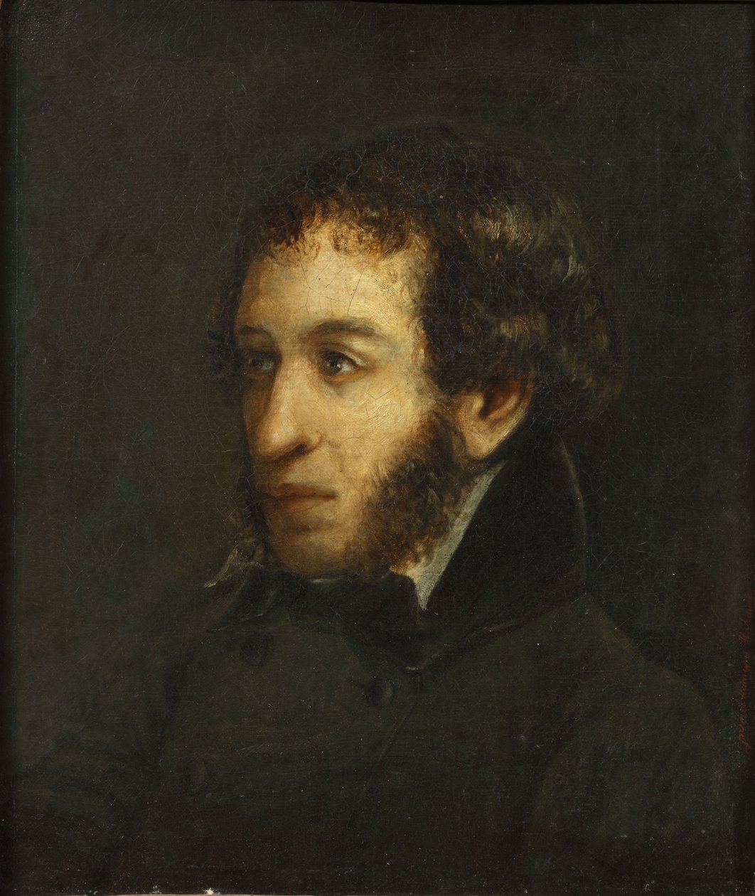 Letztes Lebensporträt des Dichters Alexander Sergejewitsch Puschkin 1799-1837, 1837 von Ivan Loginovich Linev