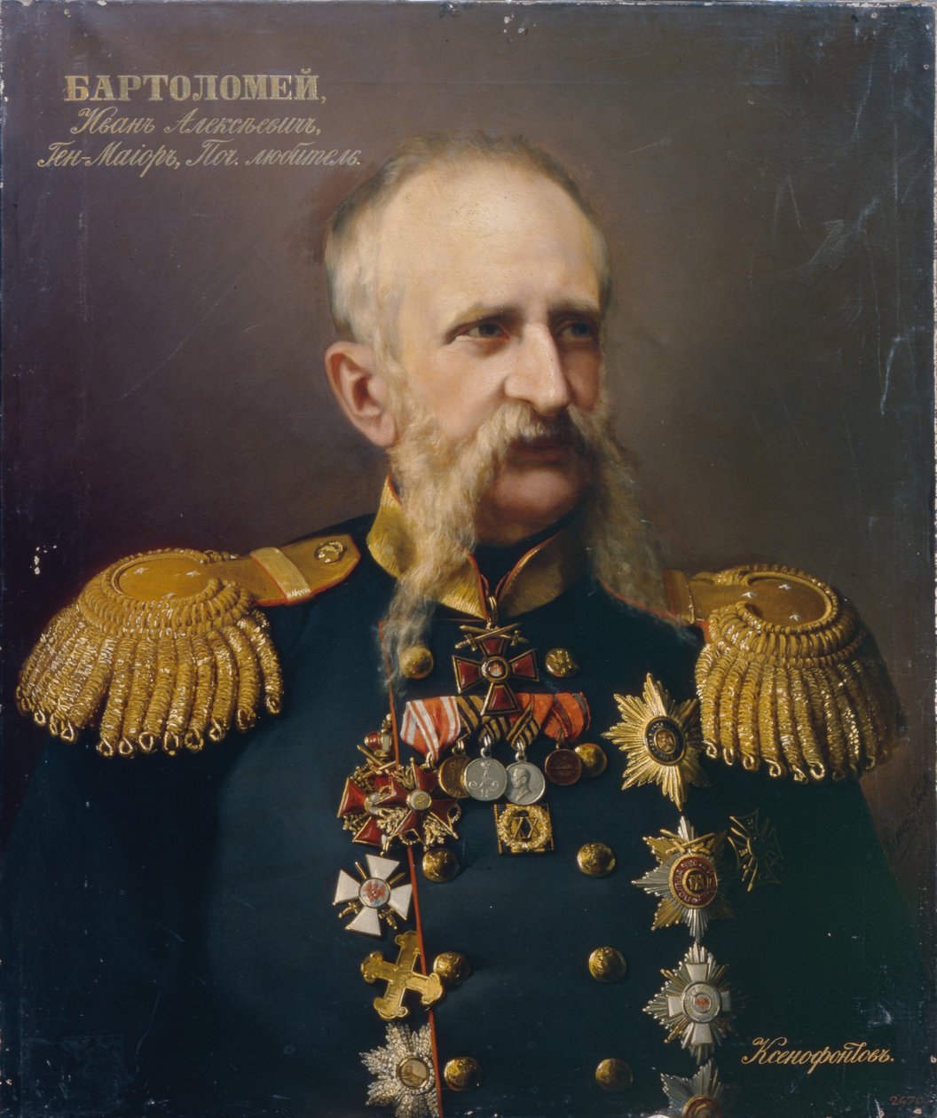 Porträt von Ivan Alexeyevich Bartolomey 1813-1870, 1860er Jahre von Ivan Stepanovich Ksenofontov