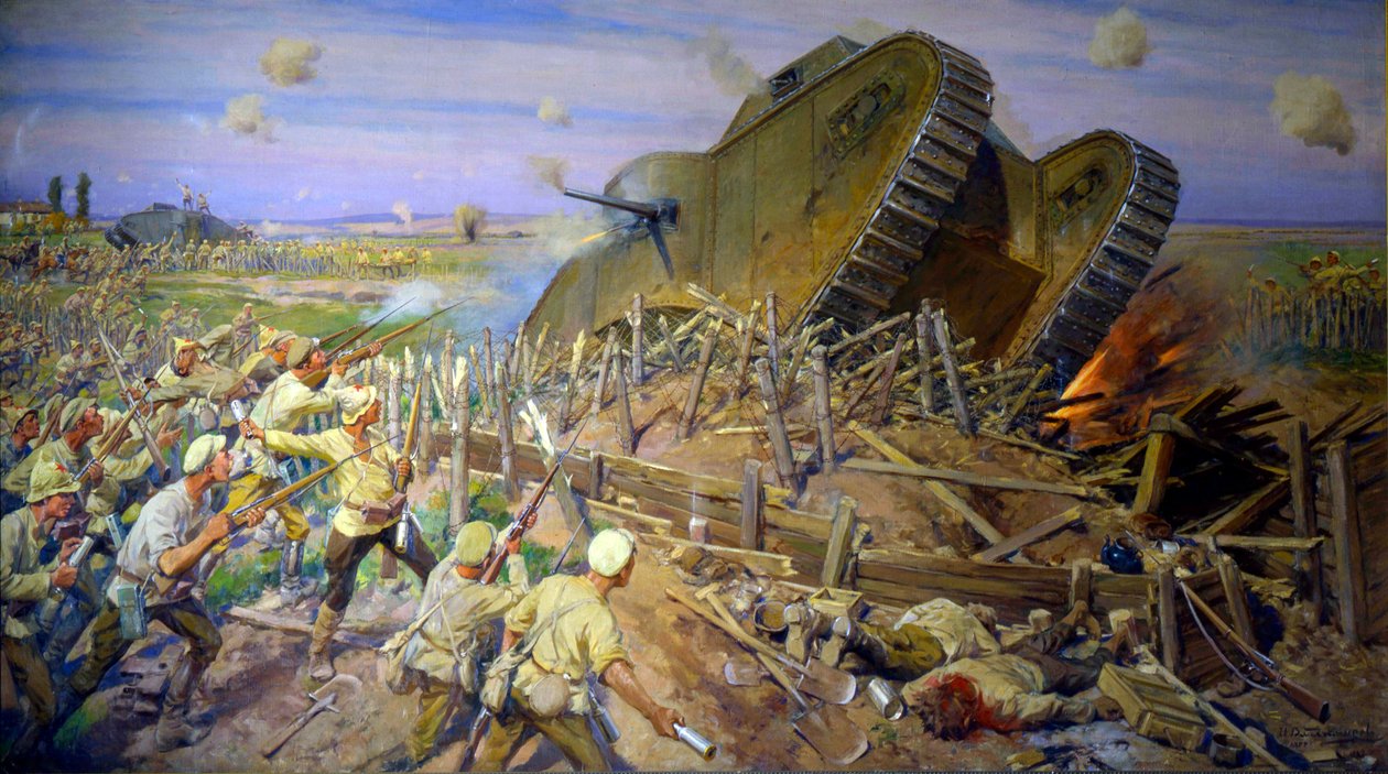 Die Eroberung eines Panzers bei Kachowka, 1927 von Ivan Vladimirov
