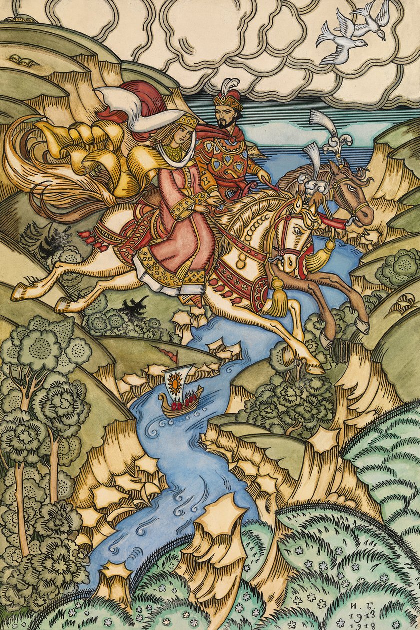 Illustration für das Märchen Marya Morevna, 1913-1915 von Ivan Yakovlevich Bilibin