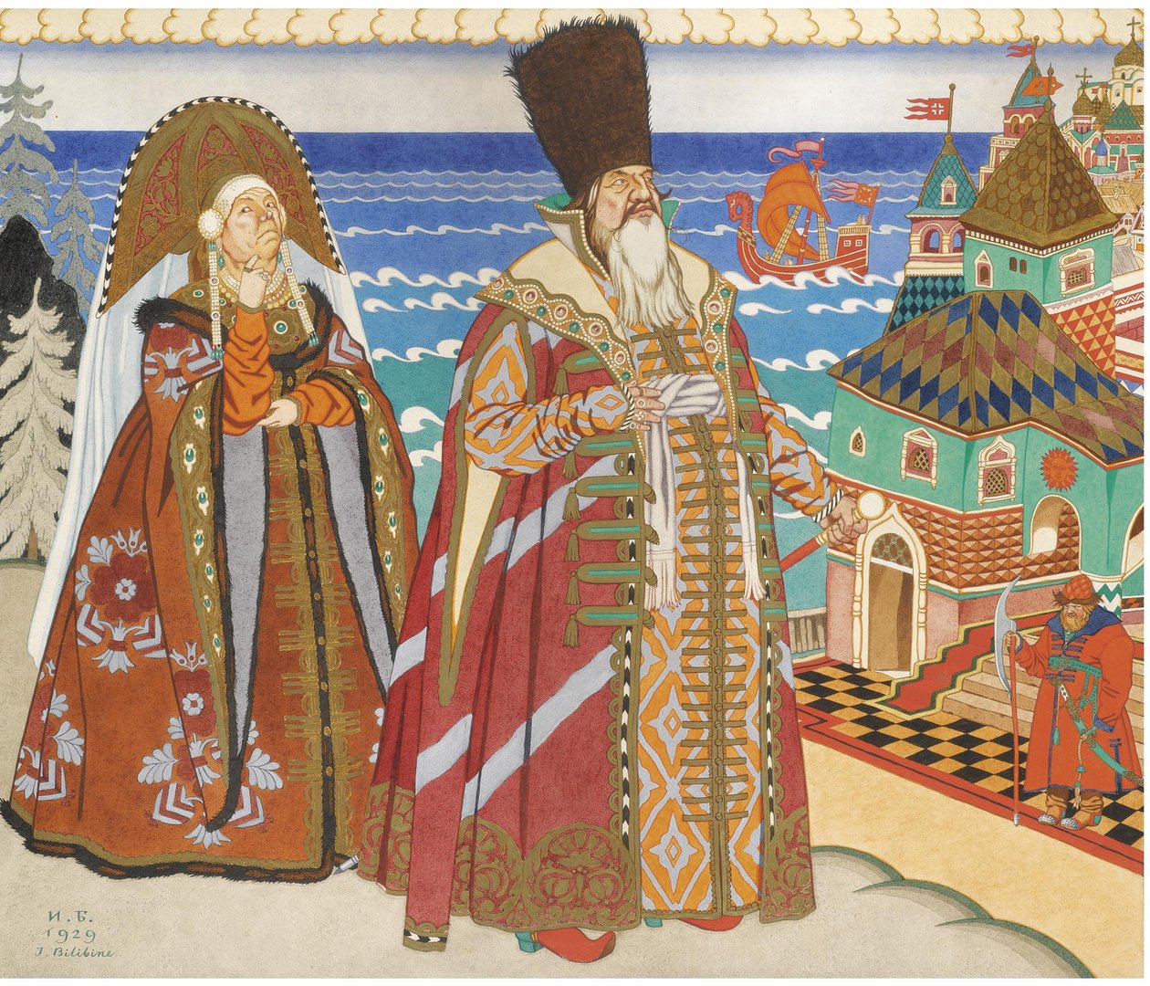 Illustration zum Märchen vom Zaren Saltan von A. Puschkin von Ivan Yakovlevich Bilibin