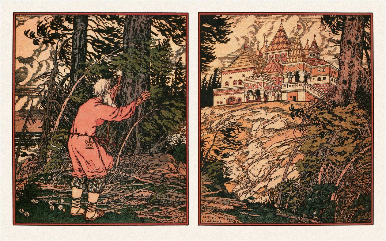 Illustration zu Die Geschichte vom Fischer und dem Fisch, 1933 von Ivan Yakovlevich Bilibin