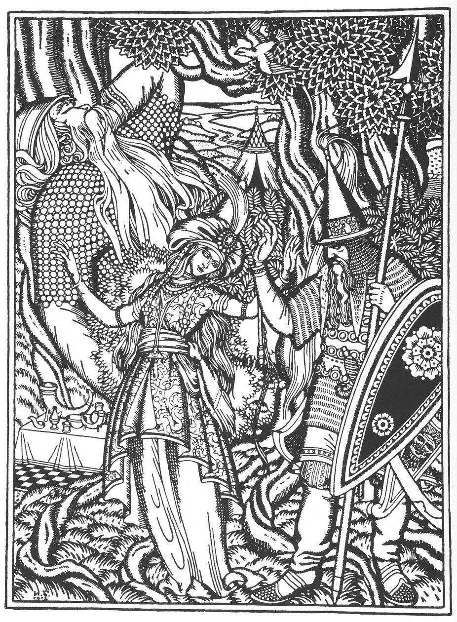 Ilya Muromets und die Frau von Svyatogor, 1912 von Ivan Yakovlevich Bilibin