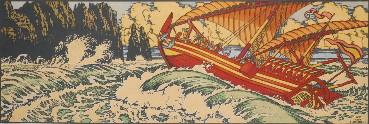 Sindbad der Seefahrer. Illustration für Arabische Märchen von Ivan Yakovlevich Bilibin