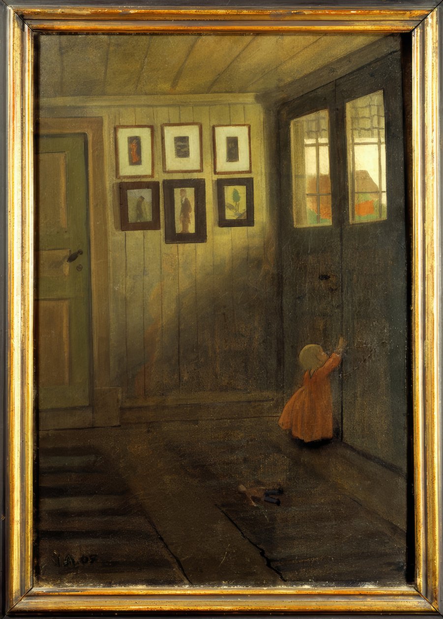 Das Mädchen an der Tür. Interieur des Hauses des Künstlers, Älvängen von Ivar Axel Henrik Arosenius