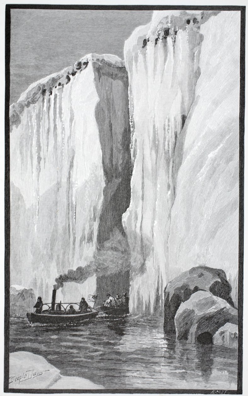 Ein wunderbarer Durchgang durch einen gespaltenen Eisberg, veröffentlicht in London 1886 von J. Steeple Davis
