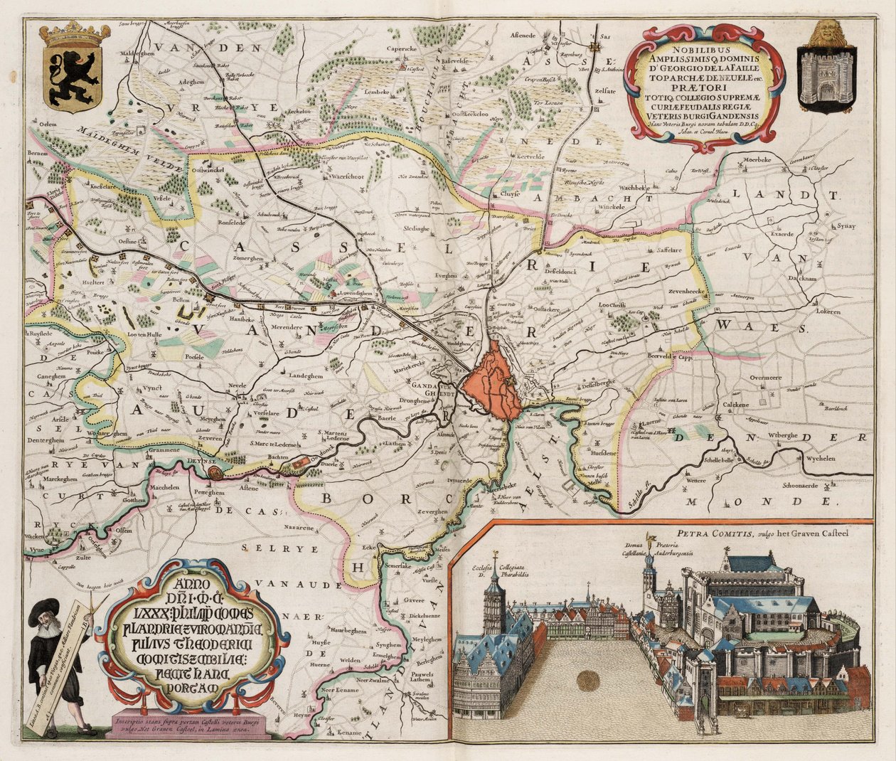 Karte der Umgebung von Gent, Belgien von J.Blaeu