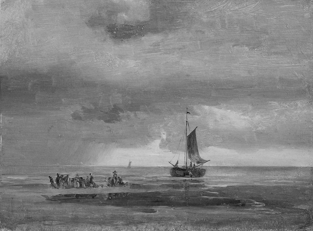 Flacher Strand bei Sonnenuntergang von Johan Christian Dahl