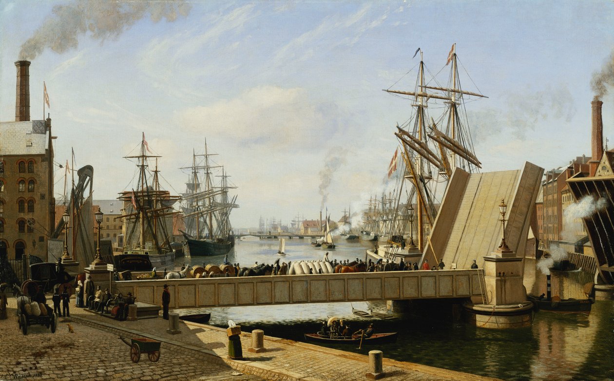 Ein Blick auf Kopenhagen mit der Knippelsbro, 1882 von J.E. Carl Rasmussen
