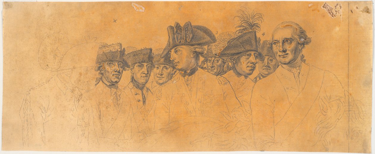 Vorarbeit zum Stich: Friedrich der Große reitet nach einer Revue in Potsdam nach Hause von J.F. Clemens