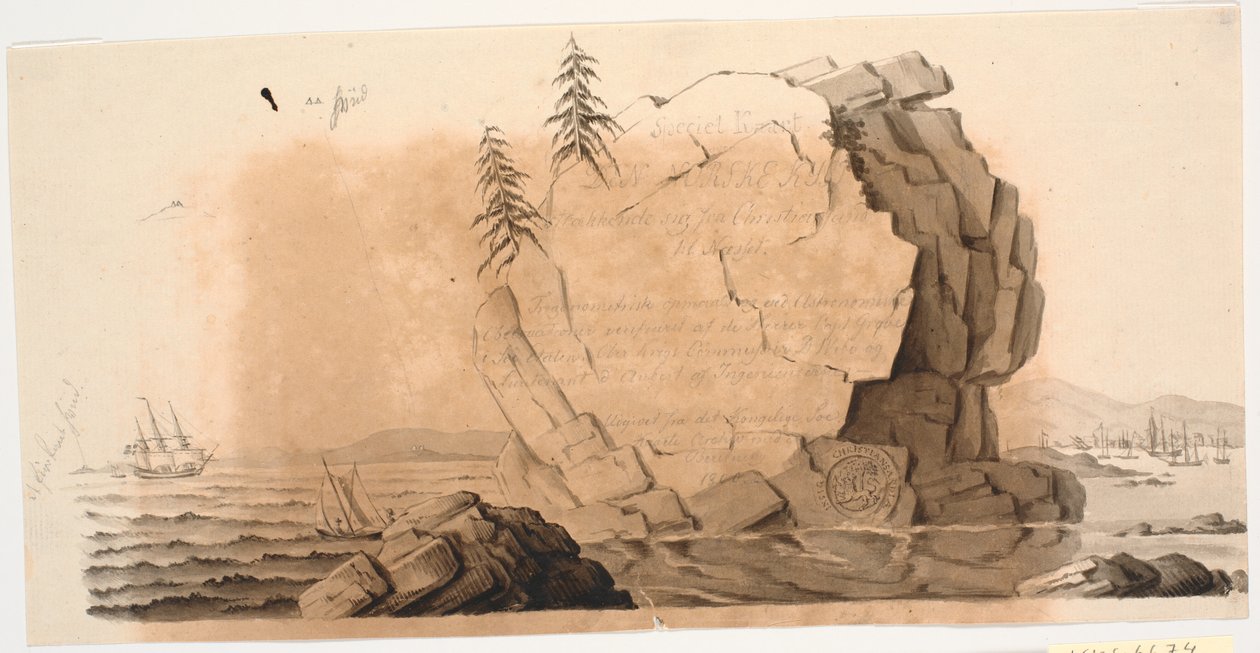 Entwurf für eine Titelvignette zu einer Seekarte: Spezielles Karte über einen Teil der norwegischen Küste von J.F. Clemens