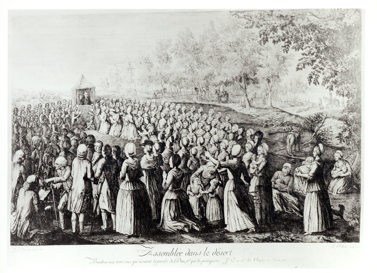 Treffen in der Wüste, graviert von L. Bellotti, 1775 von J.J. Storni