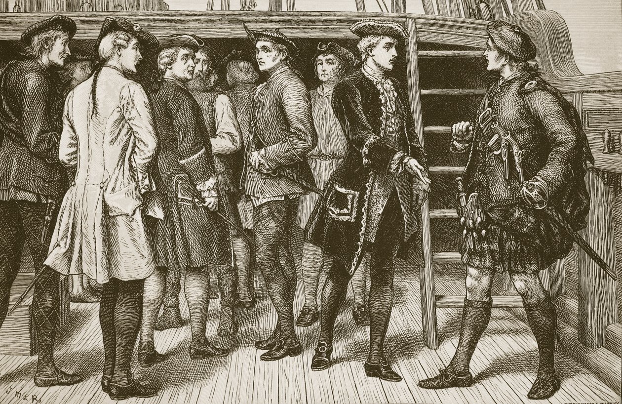 Der junge Prätendent und die Highland Chiefs an Bord der 