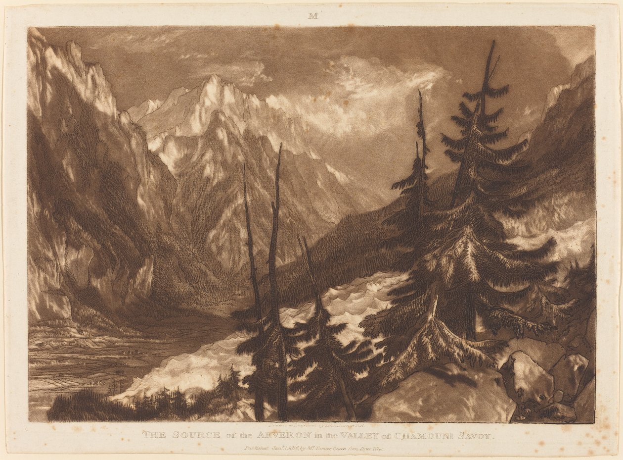 Die Quelle des Arveron, veröffentlicht 1816 von Joseph Mallord William Turner