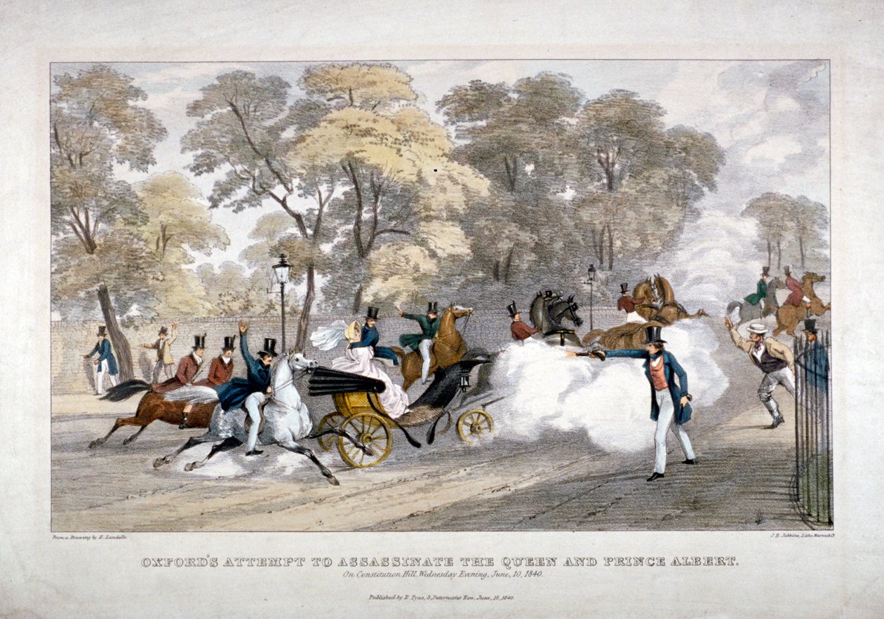 Attentatsversuch auf Königin Victoria, Constitution Hill, Westminster, London, 1840 von JR Jobbins