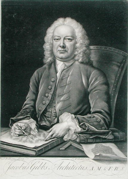 Porträt von James Gibbs (1682-1754) graviert von James McArdell (ca. 1729-65) von J. (after) Williams