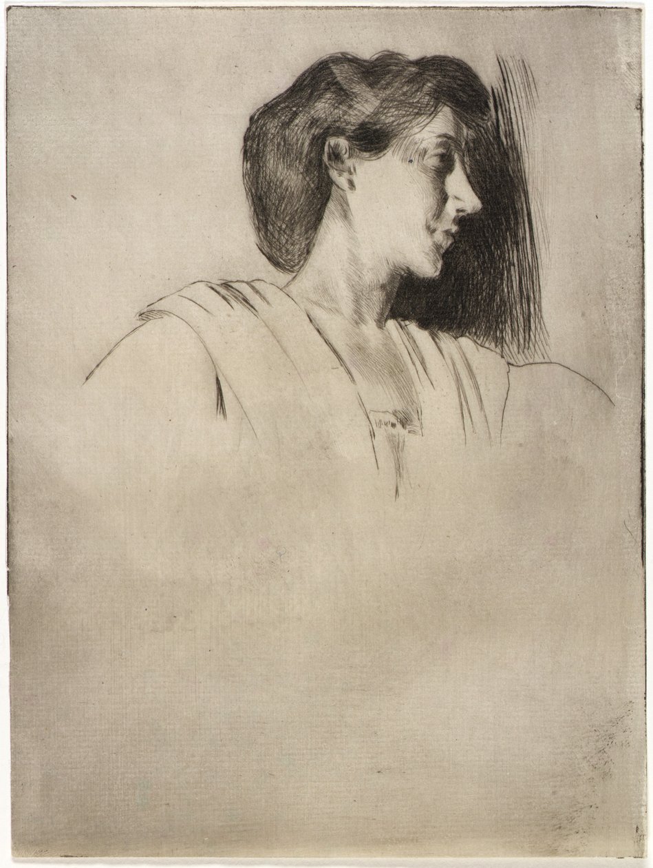 Studie eines Frauenkopfes im Profil von J. Alden Weir