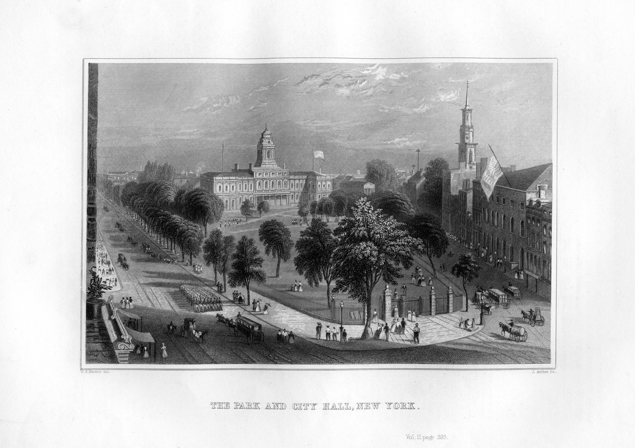 Der Park und das Rathaus, New York, 1855 von J. Archer