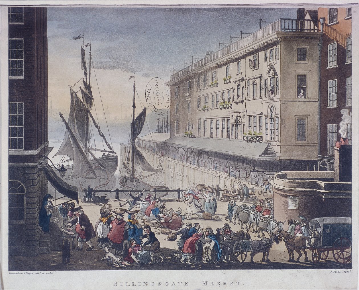 Billingsgate Markt und Kai, London, 1808 von J Bluck