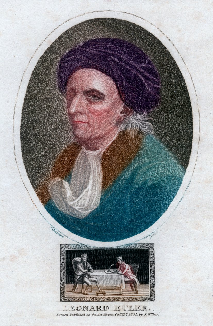 Leonhard Euler, Schweizer Mathematiker und Physiker des 18. Jahrhunderts, 1804 von J. Chapman