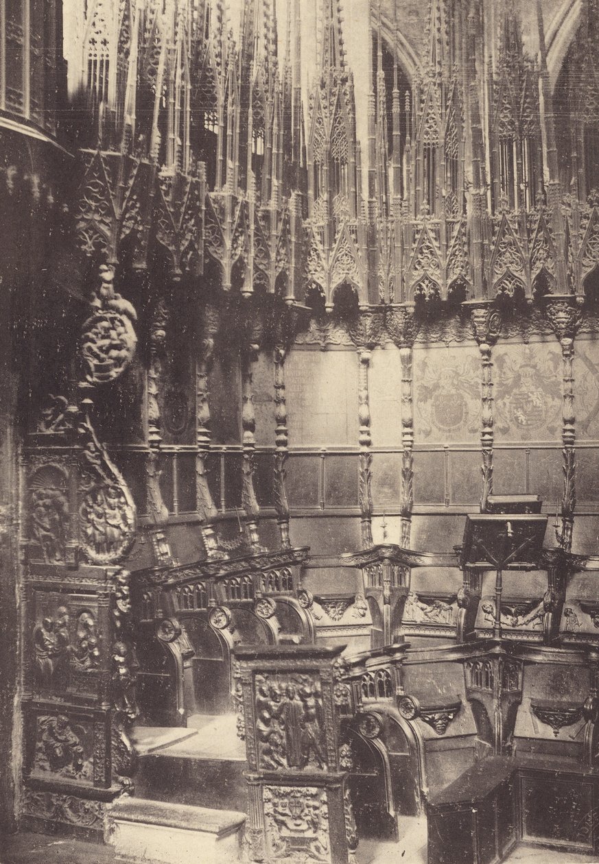Chorstühle in der Kathedrale von Barcelona von J. Furnells