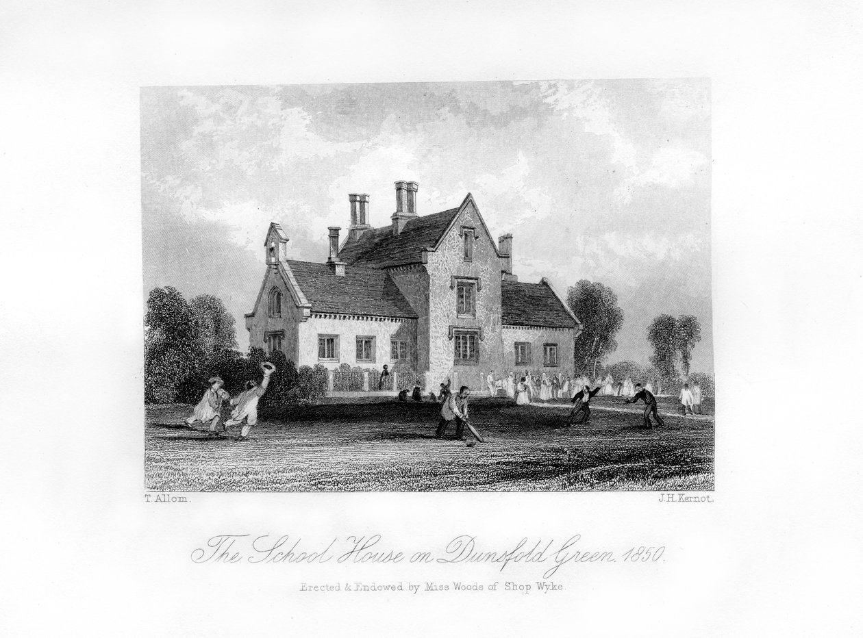 Das Schulhaus auf Dunsfold Green, Surrey, 1850 von J. H. Kernot