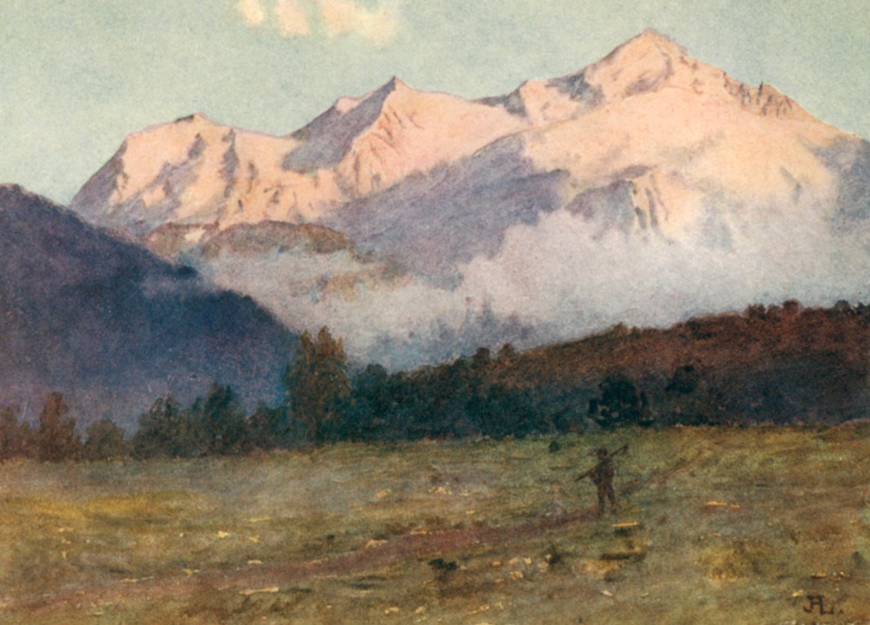 Sonnenuntergang auf dem Mont Blanc von oberhalb Genf von J. Hardwicke Lewis
